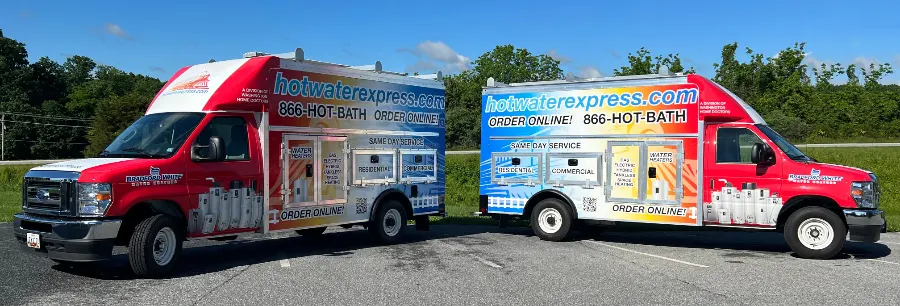 two hotwaterexpress.com deliever trucks