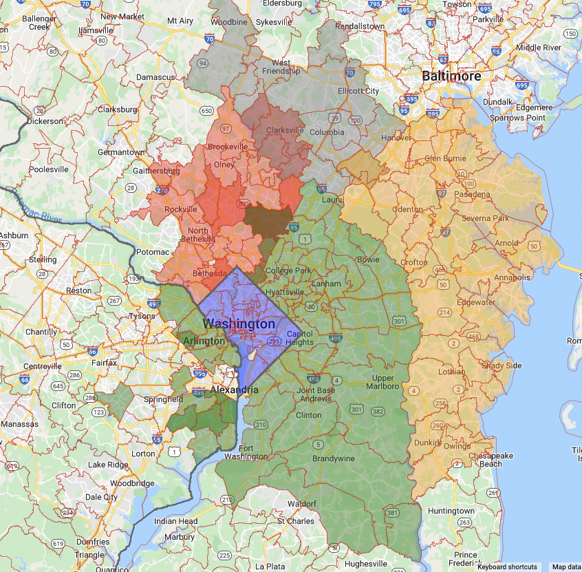 color map of the DC metro area