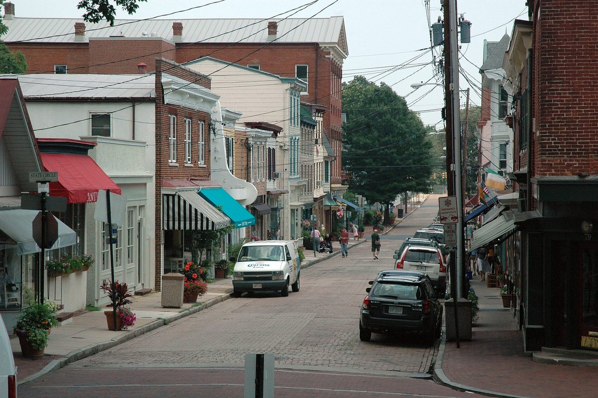 Maryland Avenue seen from State Circle in Annapolis, MD.