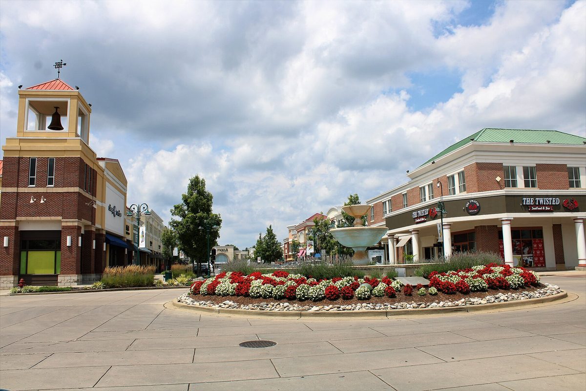 The bowie town center shopping district in Bowie, MD.