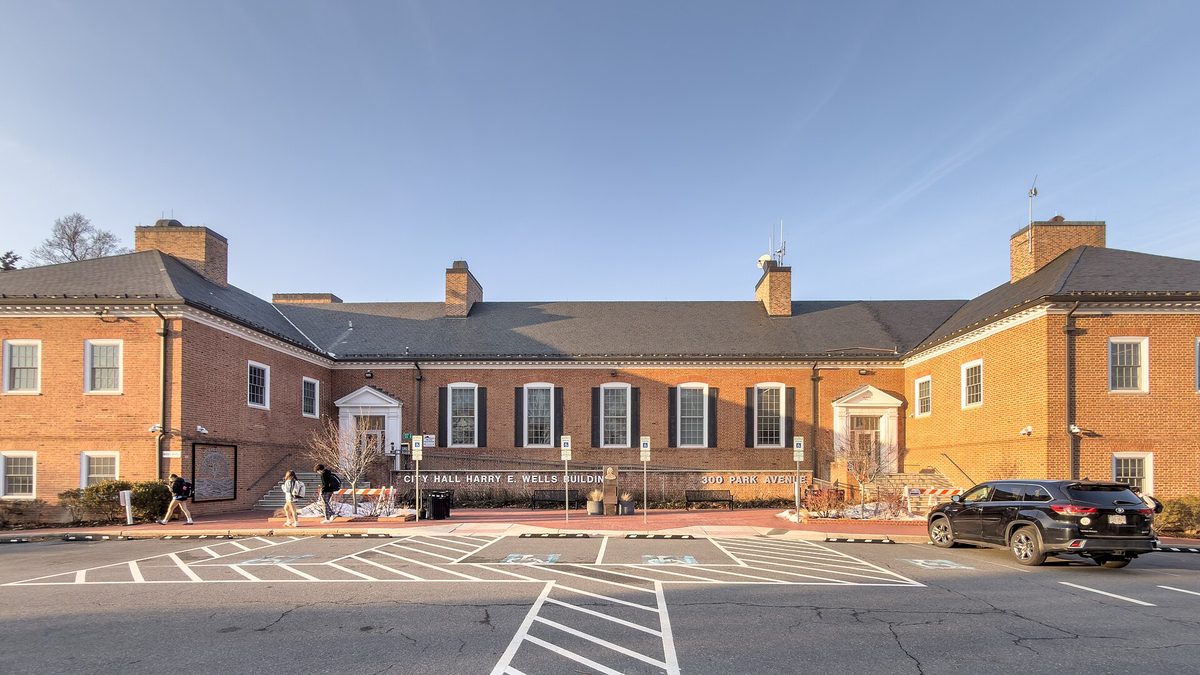 Falls church city hall in Falls Church, VA.