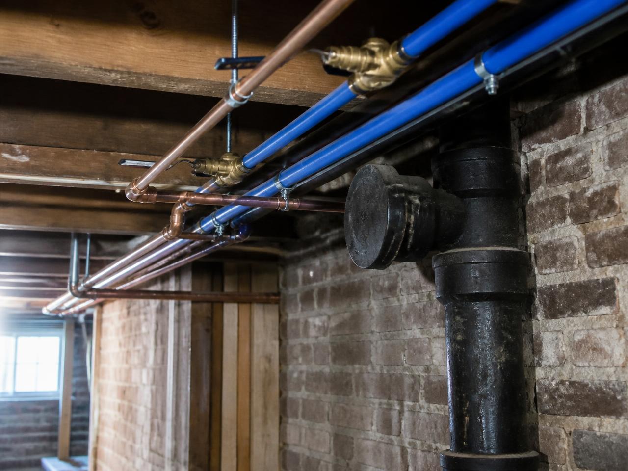 Plumbing work on a kitchen sink drain assembly