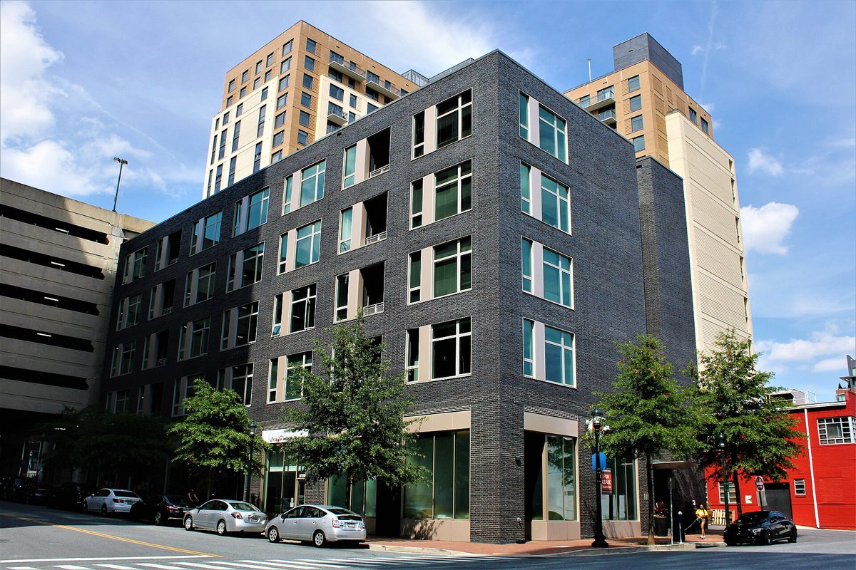 A downtown block on ripley street in Silver Spring, MD.