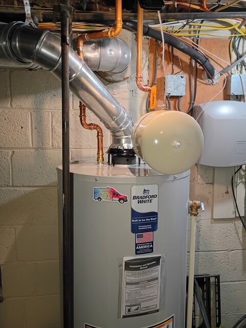 Water heater connections documented after a Silver Spring Maryland replacement