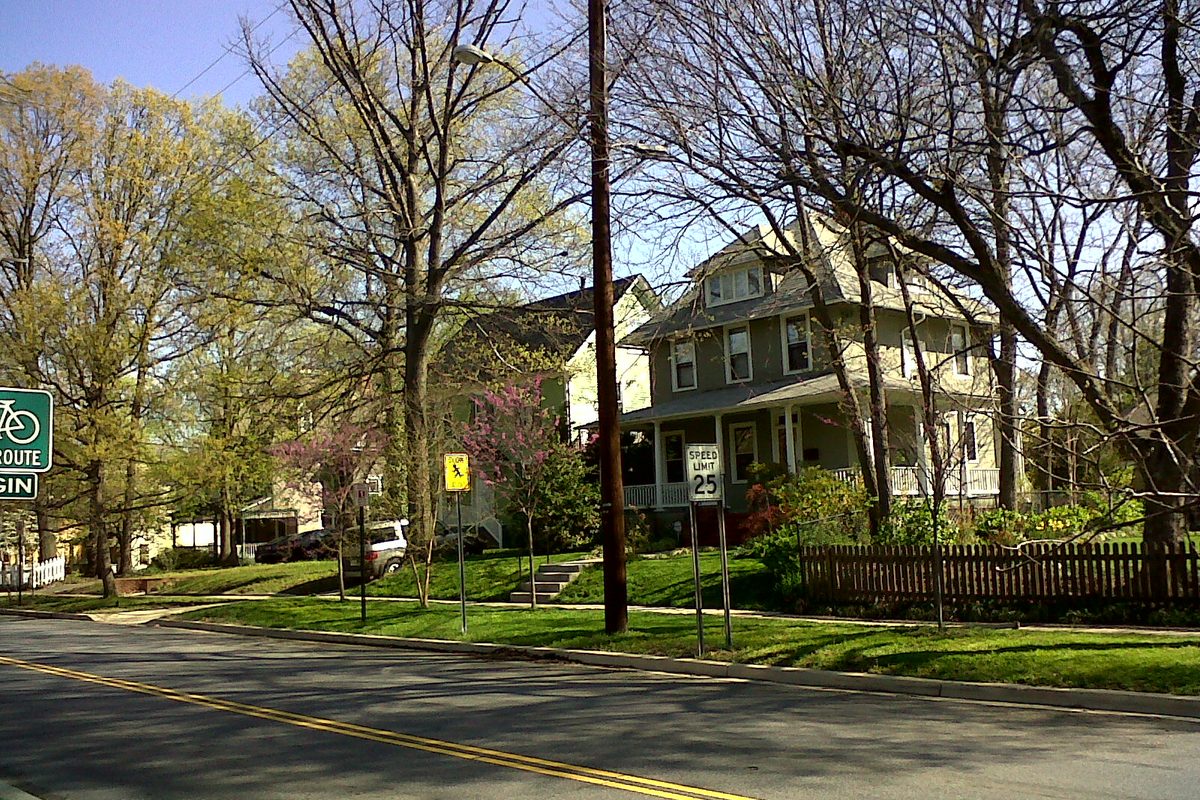 Houses in the takoma park historic district in Takoma Park, MD.